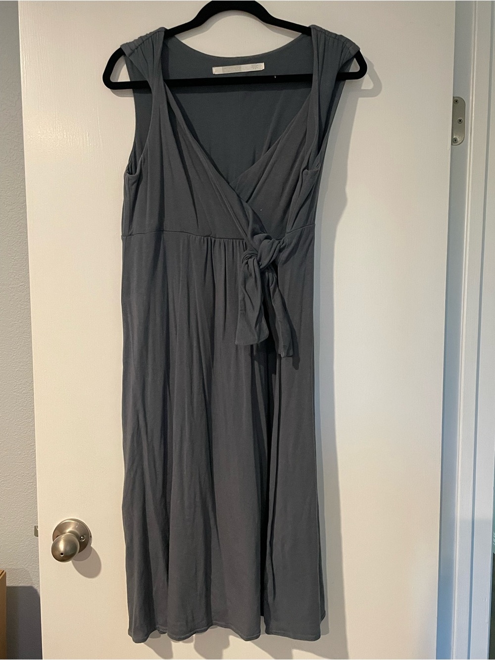 Athleta Slate Gray Sleeveless Faux Wrap Midi Dress
